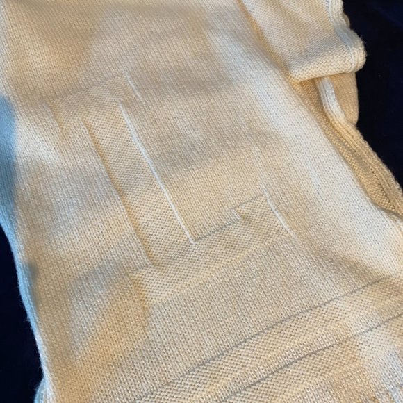 Lacoste Cream Colored Wool Blend Scarf - Picture 5 of 7